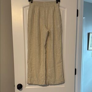 A&F Oatmeal Wide-Leg Linen Pants